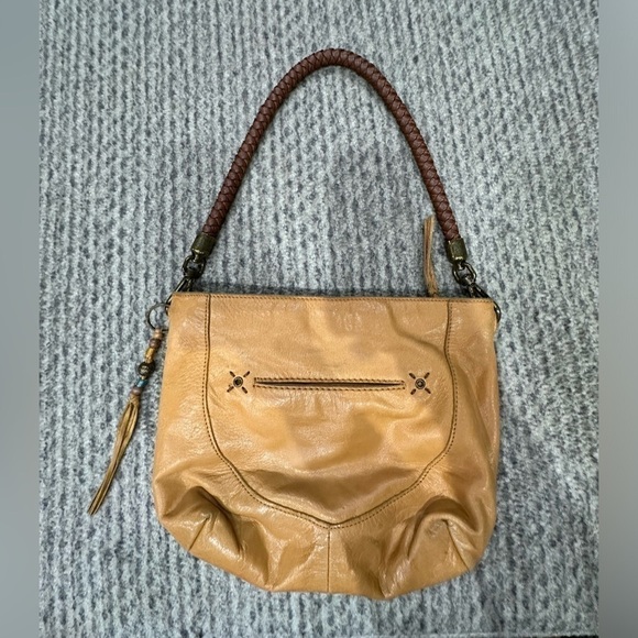 THE SAK Camel Leather Bag with Brown Leather Braided Handle! - Picture 2 of 14